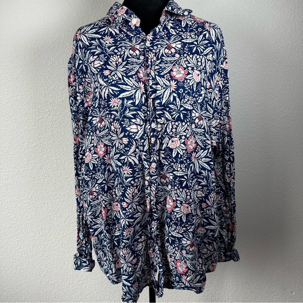 Club Room Blue and White Floral‎ Linen Shirt
